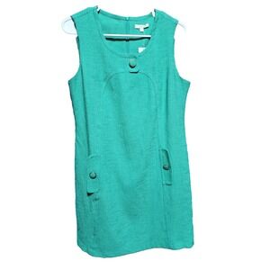 Jade Melody Tam Green Willow Tree Button Shift Dress Sleeveless Medium NWT